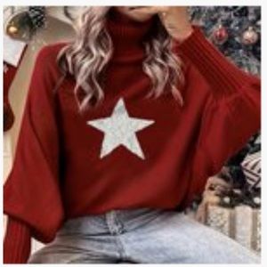 Red star sweater. Large (8-10). Nvr worn. Statement sweater. Warm and soft.